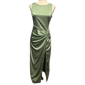 Abercrombie Draped Skirt Maxi Dress Sage Green Size S Formal Wedding Guest Prom